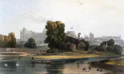 Castillo de Windsor desde el río Támesis en Eton, c. 1827-30