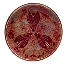 Plato de escarabajo de lustre rojo, 1888-1907