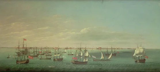 Mercantes y hombres de guerra británicos, franceses, portugueses y españoles frente a Cádiz