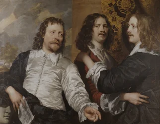 Retrato del artista, con Nicholas Lanier y Sir Charles Cotterell, c.1636