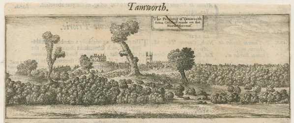 Tamworth - Panorama: grabado en placa de cobre, s.d. [siglo XVII]