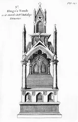Tumba del Pequeño San Hugo de Lincoln, de Anglia Judaica por De Blessiers Tovey, publicado en Oxford, 1738
