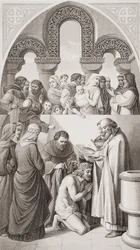 El bautismo del Rey Ethelbert (c.552-616) de Kent por San Agustín en Canterbury en 597, de 