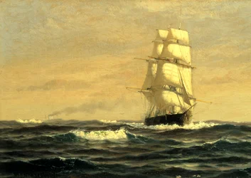 Barco de vela--en la costa de Maine