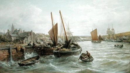 Barcos de pesca en el puerto de Peel, Isla de Man