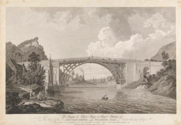 Vista del puente de hierro fundido cerca de Coalbrookdale