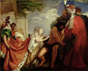Dalila ante el ciego Sansón (óleo sobre lienzo)