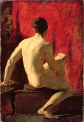 Modelo masculino sentado (óleo sobre cartón fresado)