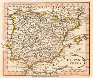 La antigua España y Portugal. Mapa.