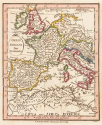 Parte occidental del Imperio Romano. Mapa.