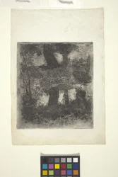 Paisaje con fauno y estanque (paisaje reflejado) (aguafuerte)