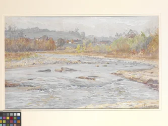 Whitewater Rapids (acuarela sobre papel blanco hueso)