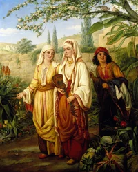 En un jardín de Oriente Medio. Pintura de William Gale (1823-1909). Óleo sobre lienzo. Colección particular.