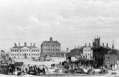 Antiguo hospital e instituciones de caridad de Liverpool, con el circo de John Cooke en primer plano, c.1826