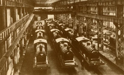 Locomotoras listas para el envío al extranjero, c1930