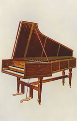 Instrumentos musicales: Clavicémbalo Emperatriz (litografía en color)