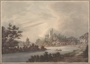 Paisaje, castillo junto a un río