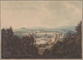 Paisaje con río y puente