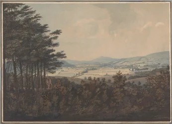 Paisaje con valle y montañas