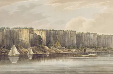 Palisades, no.19 de la Hudson River Portfolio, grabado por J. Hill, 1821-25