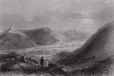 Monte Gerizim y el Valle de Nablus, desde el Monte Ebal (grabado)