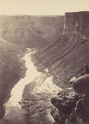 Gran Cañón, Río Colorado, cerca del arroyo Paria, mirando al oeste, 1872
