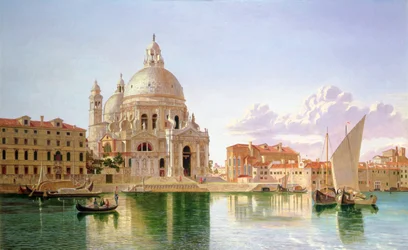 Una vista de Santa Maria Della Salute, Venecia (óleo sobre lienzo)