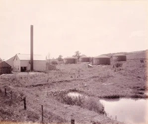 Estación de bombeo de petróleo, cerca de Athens, para el ferrocarril de Lehigh Valley