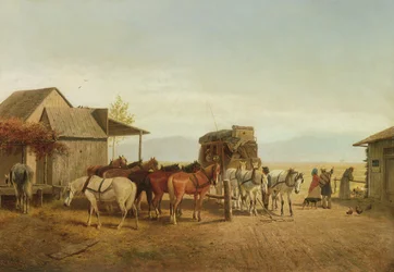 Parada de Diligencia en California, 1875
