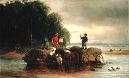 Recolección de juncos, río Shrewsbury, Nueva Jersey