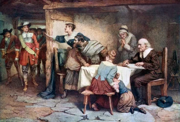 Los covenanters (litografía en color)
