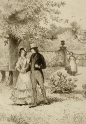 Sin título (pareja paseando por un jardín)