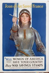 Juana de Arco Salvó a Francia, cartel de los Bonos de Ahorro de Guerra de Estados Unidos, 1918