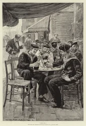 Amigos, Marineros Ingleses y Franceses de permiso en un Puerto Francés