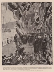 Su Majestad embarcando en Holyhead hacia Kingstown