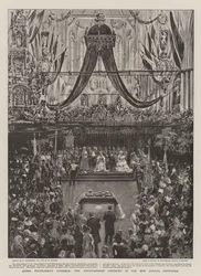 Accesión de la Reina Guillermina, la ceremonia de entronización en la Nueva Iglesia, Ámsterdam