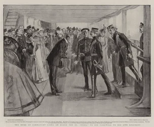 El Duque de Connaught abordando el SS Nubia para despedirse de su propio regimiento