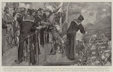 El Hombre Útil a Flote y en Tierra, Marineros en el HMS Doris, frente a Simon