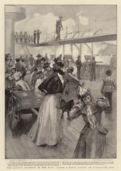 El cumpleaños de la reina en la marina, disparando un saludo real en un barco barbette