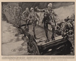 Con la fuerza de Sir Charles Warren, la 11ª Brigada cruzando el río Little Bushman