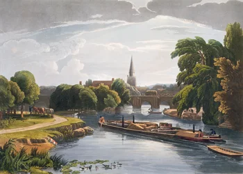 Puente y Iglesia de Abingdon, grabado por Robert Havell el Joven, publicado en 1818