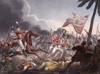 Batalla de Assaye, 23 de septiembre de 1803, grabado por J.C. Stadler, publicado por Thomas Tegg, 1 de abril de 1818