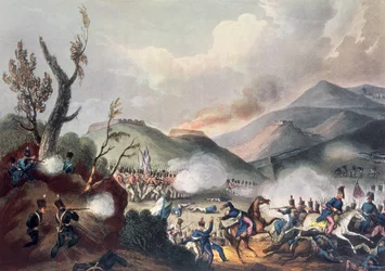 Batalla de Busaco, 27 de septiembre de 1810, grabado por Thomas Sutherland (n. c. 1785)
