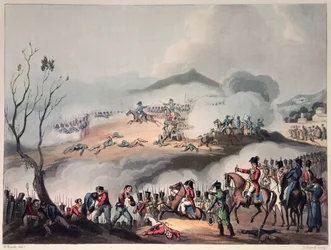 Batalla de Orthes, 27 de febrero de 1814, grabado por Daniel Havell