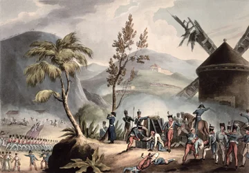 Batalla de Roleia, 17 de agosto de 1808, grabado por Thomas Sutherland (aguafuerte)