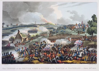 El centro del ejército británico en acción en la Batalla de Waterloo, 18 de junio de 1815, de 