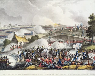 El centro del ejército británico en acción en la batalla de Waterloo, 18 de junio de 1815