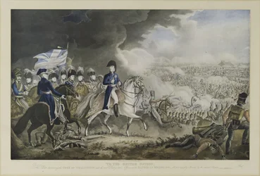 «A la nación británica», el duque de Wellington y los oficiales más distinguidos en la batalla de Waterloo, 18 de junio de 1815, aguatinta de W. T. Fry y T. Sutherland, publicada por J. Jenkins, Londres, 18