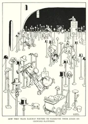 Ilustración para Railway Ribaldry de W Heath Robinson