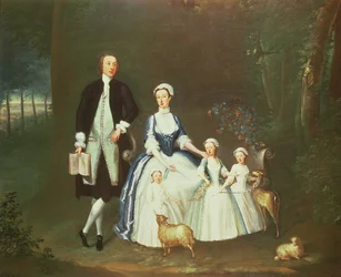Baptist Noel, 4º Conde de Gainsborough y su esposa, Elizabeth, con sus hijos